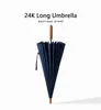 Parapluies Luxury 24k de longueur Businel Business Hommes Horaire en bois du vent Big Golf Umbrella Outdoor High Quality Voyage Straight Umb4200599