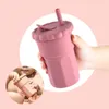 Food Grade Silicone ouder-kind Straw Cup Set BPA gratis kinderen onbreekbare waterbekers Easy Clean Peuter Drinking Training Cups 240409