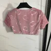 Pink Velvet Two Piece Dress Womens T Shirt Cropped Tops Short Skirt Full Jacquard Dresses