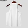 Herren Tanktops Casual einfacher Stil Incerun Herren Mesh Stoff Dünne Schultergurt Design Westen modische Straßenhülse S-5xl