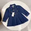 Designer Brand Girl's jurken Kinderkleding Baby kinderen Draai jeugd klassiek patroonletter set rok maat 90-160