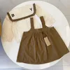 Designer Brand Girl's jurken Kinderkleding Baby kinderen Draai jeugd klassiek patroonletter set rok maat 90-160