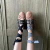 Chaussures décontractées Riband cheville lanière Ballet Flats 2024 Ins Style Boucle Boucle Slip-ons Ballerine Femme Soft Out-Sole Footwear