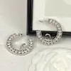 Lyxdesigner Cclies Stud Hoop örhängen Pearl Diamond Drop Gold C Earring For Woman Fashion Not Fade Silver Wedding Women Chanells Earings 1441