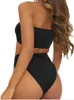 Swimwear féminin Sexy Black Bikini 2023 Femme Femme Bandeau Push Push Up Luxury Solide Solide Swimwear Brazilian Bassilian Bathing mail Swimsuit Y240429