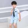 Summer Boys Teenage Kleid Kinder koreanische Version des Weste mit Weste des Jungen-Performance-Weste Vier-teiliges Set (Weste + Hosen + Hemd + Krawatte) und eine kostenlose Brosche