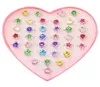 36pcs Houilles de gemmes en strass colorées dans la boîte Ajustement Petite fille Anneaux de bijoux dans la boîte Enfants Enfants Petite fille Cadeau Pre13463714