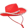 Berets Western Filt Cowgirl Hat met pailletten Brim Wedding Party voor volwassen casual