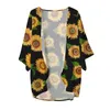 Frauenblusen Blumen gedruckt drei Viertelhülle Loose Bluse Modes Cardigan Shirt Top Size 4