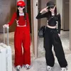 Vêtements Ensembles filles Hip Hop Crop-top Top Pantalons de cargaison rouge