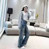 Calça feminina Capris Designer Brand 24CE Novo jeans estampado clássico contrastante com perna reta de cor gradiente para mulheres 9hng