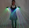 2 in 1 multiline RGB lashandschoenen met 2 groen 1 rode 1 blauwe laserslot LED -robotpak Lumineuze kleding Bar Party Music7563452