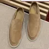 LP Couples Sapatos Summer Walk Charms embelezados Suede mocassins Moccasins Couro de couro genuíno Casual Men Men Luxury Designer Dress Shoes Factory calçados tamanho 35-46