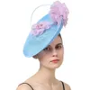Brede rand hoeden emmer hoeden vrouwen fancy big derby hoed millinery fascinators met bloemen hoeden accessoires dames hoofdbanden mode mode fedora y240426