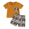 Roupas de roupas roupas de bebê de garoto ocidental t-shirt shorts de camiseta curta 2pcs roupas de verão para crianças pequenas