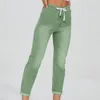 Kvinnors jeans Autumn Denim Trousers Chic Streetwear High midjebyxor med smal passform elasticitet snörningsfickor för mode