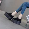 Sapatos casuais 10,5 cm de couro microfibra Spring Autumn Skate Skate de skate de skate Plataforma de tênis grossa cunha Mulheres