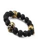 Bracelets de charme Bracelet de crâne en acier inoxydable Northskull pour femmes perles de pierre de lave naturelle et Tiger Eye Men15693622