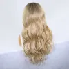 Peruki blondynki wyróżnia koronkowe peruki przednie dla kobiet ciemne korzenie naturalne faliste długie syntetyczne perukę włosów łyk bezkształtne 13x4 koronkowe peruki czołowe