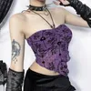 Kadın Tankları Y2K Goth Mor Velvet Baskı Yatağı Camis Top Seksi Sırtsız Korse Mahsul Üstleri Kadın Yaz Moda Tankı Camisole