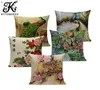 Chinese Classical Peacock Flower Decorative Cushion Covers Linen Colorful Peacock Throw Pillow Case for Sofa Car Seat Textile7462785