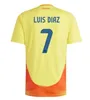 2024 Colombia James Fan Edition Edition Edition Edition Men's Footbalt Whothirt 2025 Национальная команда D Valoyes Arango C.chucho Cuadrado Jersey