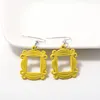 Kolczyki Dangle TV Show Friends Yellow PO Frame Drop for Women Jewelry Akcesoria
