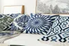 Wystrój domu haftowany poduszka okładka granatowa bluewhite geometryczne kwiatowe płótno bawełniane suqare haftowa poduszka 45x45cm LJ201219330636