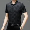 Camisas casuais masculinas Business Business Solid Color Camiseta de manga curta para mangas jacquard