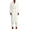 Elegante mode luxe designer jas Cashmere Coat Wol Blend damesjas 101801 klassieke dubbelzijdige wollen losse borsten jas dames witte maxmaras