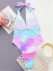 Swimwear pour femmes One Piece Swimsuit Color Tie Dye Imprimé Femmes 2024 Pluging Bather High Leg Cut Sexy Bathing Nuthing Costume Swim Wear