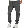 Pantaloni casuali maschile in vita elastico cotone multi tascabile a colori solidi jogging fitness harem 240422
