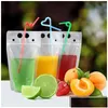 Bolsas de embalagem bolsas de bebida de embalagem por atacado Bolsa de smoothie zíper reclosável com stand-up de manutenção de manutenção de serviço transparente de plástico transparente 250 dhopb