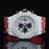 Most Selling Bust Down Moissanite Rapper Hip Hop Chrono For Men Rubber Belt Watch At Wholesales Price