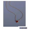 Colliers pendants 2022 Arrivées Matière acrylique Collier de coeur rouge Titanium Steel 18 K Gold Plated Choker Factory Wholesale Drop del Dh9lv