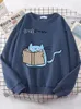 Le felpe femmine adorano studiare le top stampato per gatti carini da donna coreano maglione oversize oversize kawaii animale lady lady con cappuccio 240428