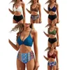 Kvinnors badkläder 2024 Ny delad bikini hög midja Twisted Bag Sling med fast färgkontrast Bikini baddräkt för kvinnor