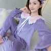 Kvinnors sömnkläder korall sammet pajamas kvinnlig höst och vinterdock krage liten prinsessa vind härlig fast färg kan bära hemkläder