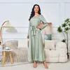 Etnische kleding diamant licht luxe jurk voor vrouwen vatte kalkoen islam moslim dubai abayas feest diner gewaden kaftan femme musulman