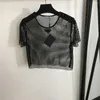 Женские футболки T European и American Heavy Industries Street Fashion Hollow Water Diamond Mesh Short Open Top Top Top