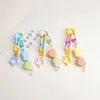 Keychains Lonyards coloré coeur cardiaque pendentif pendentif bijoux joelry coréen féminin étoiles chaînes clés décoration anneau sur sac bifère de fête féminine cadeau Q240429