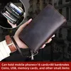 Billeteras Vintage Crazy Horse Leather Clutch Billet para hombres Negocios genuinos Long Tither Money bolso bolso