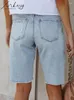 Jeans femminile strappato capris per donne ginocchiere estate pantaloni di denim donna pantaloncini magri denim 2024