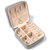 1 Pc Portable Travel Mini Jewelry Box Leather Jewelry Ring Necklace Organizer Case Storage Gift Box Girls Women 240430