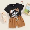 Ensembles de vêtements Baby Boy Pâques tenue à manches courtes T-shirt imprimé avec un short de taille élastique 2 pièces