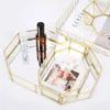 Cosmetic Organizer Glass storage tray desktop decoration luxury gold jewelry and cosmetics organizer makeup box Nordic vintage Q240429