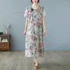 Abbigliamento etnico 2024 cinese abito Qipao migliorato o-collo Cheongsam National Flower Print Oriental Elegant Oriental Elegant