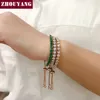 Link -Bänder Zhouyang Tennisarmband für Frauen Luxus Handy einstellbar 4 Mosaik 4mm Zirkonia Roségold Farbe Mode Schmuck Geschenk