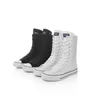 Chaussures décontractées Taille 34-43 Femmes Canvas High Top Long Boots Lacet-Up Zipper confortable Sneakers plats Tenis de Mujer