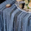 SemiSheer Gauze Pearl Table Runner Sage Setting Dining Vintage Wedding Party Christmas Banquets Arches Cake Decor 240430